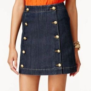 Michael Kors denim jean skirt brass buttons sz 16